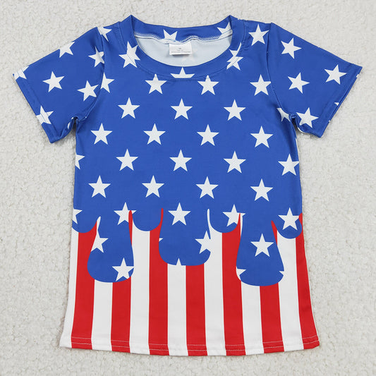 Baby Boys Clothes Short Sleeve Stars Stripe 4th of July T-shirts Top BT1741