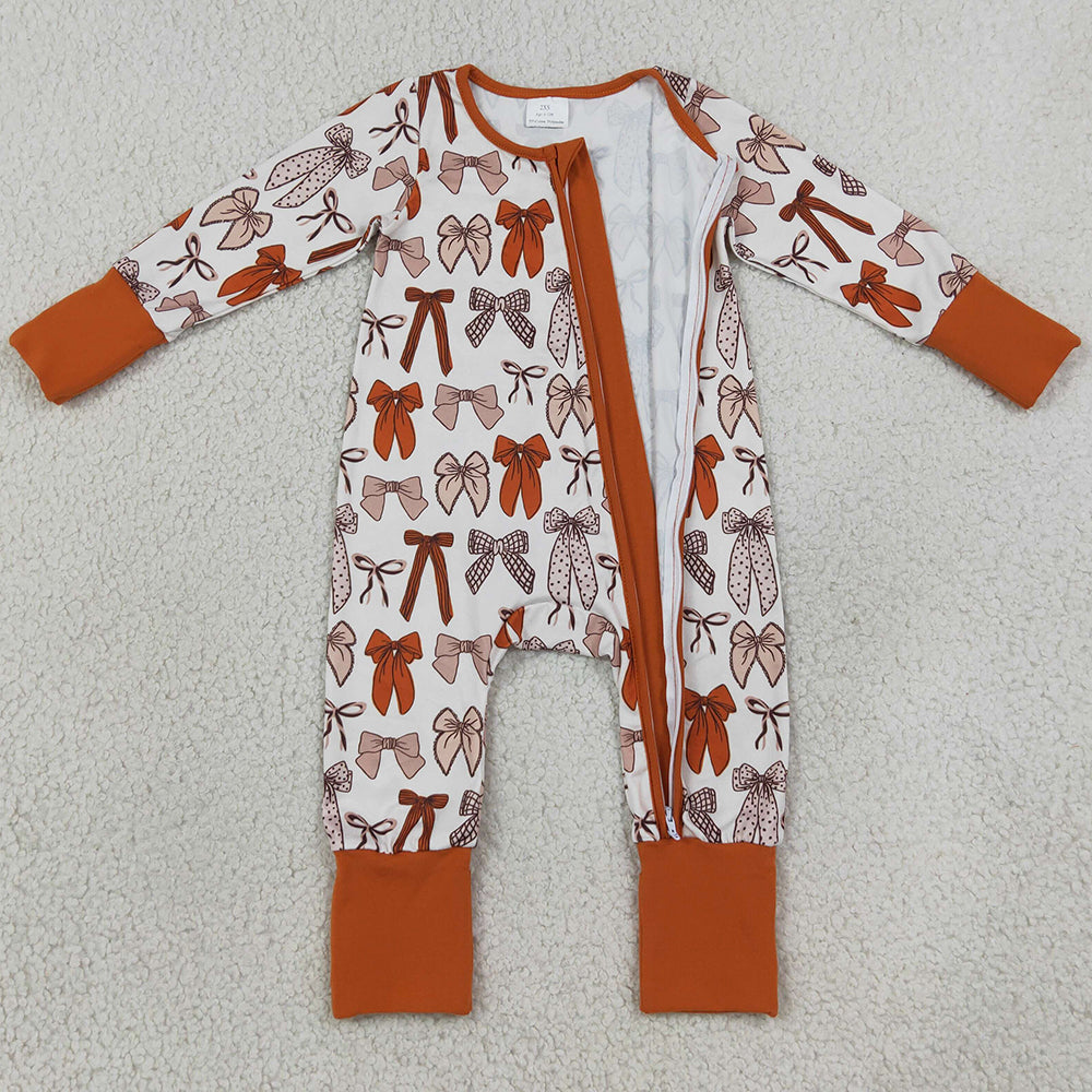 Baby Girls Rompers Bows Plaid Fall Two Way Zip Convertible Rompers LR3158