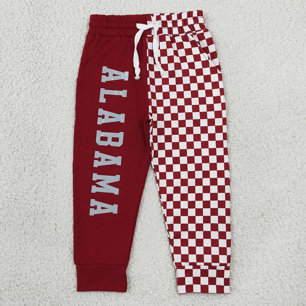 Baby Boys Red Checked Vinyl Alabama Team Pockets Joggers Bottom P1060