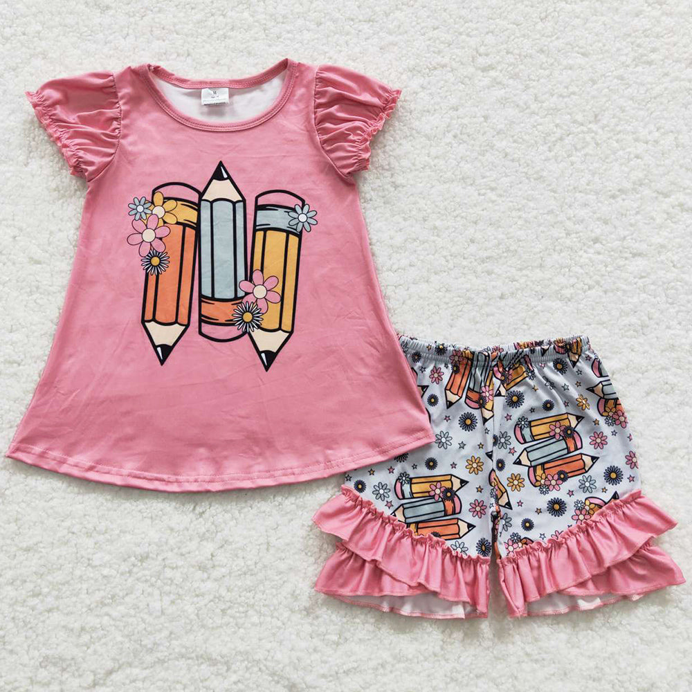 Cute Girls Clothes Pencil Kids Children Back To School Outfits GSSO0356