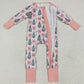 Baby Girls Rompers Christmas Tree Pink Bows Zipper Footie Rompers LR2283 7.9
