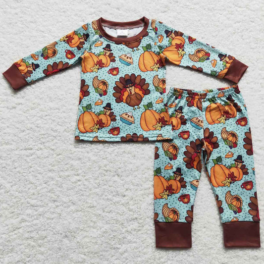 Thanksgiving Baby Girls Pajamas Long Sleeve Sleepwear Sets GLP0684 BLP0287