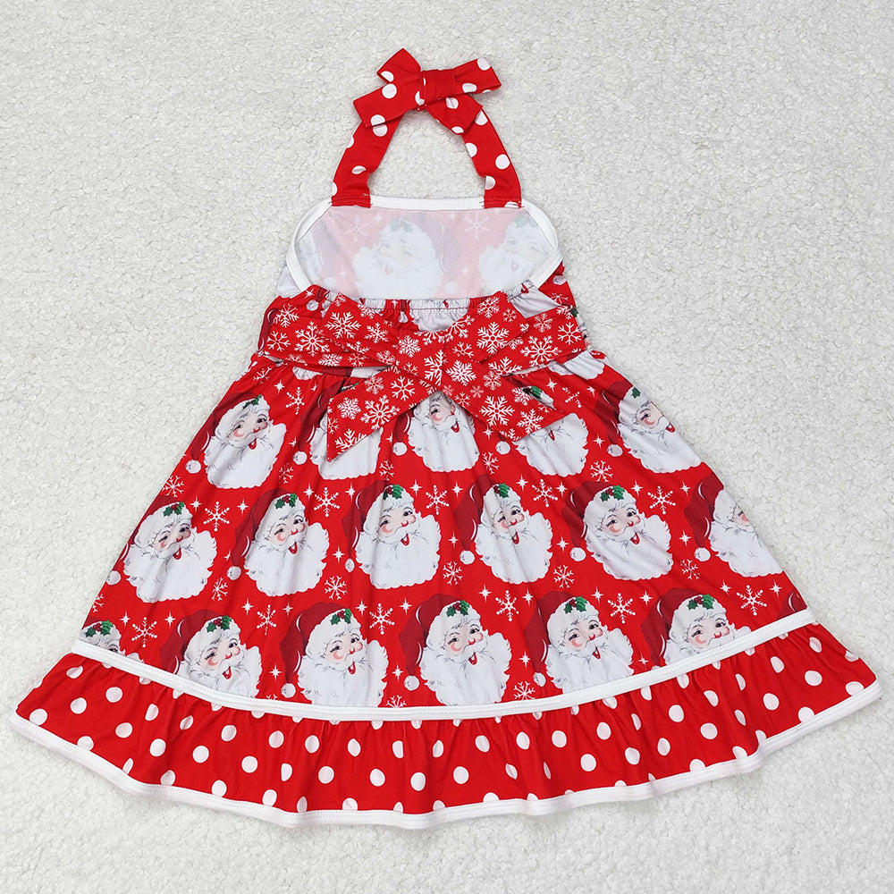 Baby Girls Dress Christmas Red Santa Belt Halter Knee Length Dresses GSD1345