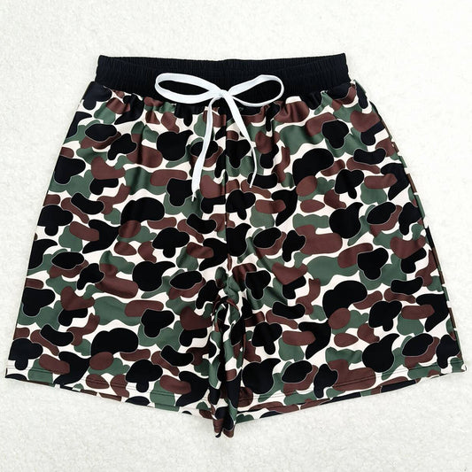 Adult Man Swim Trunks Green Camo Bottom Trunk Shorts Swimwear S0401