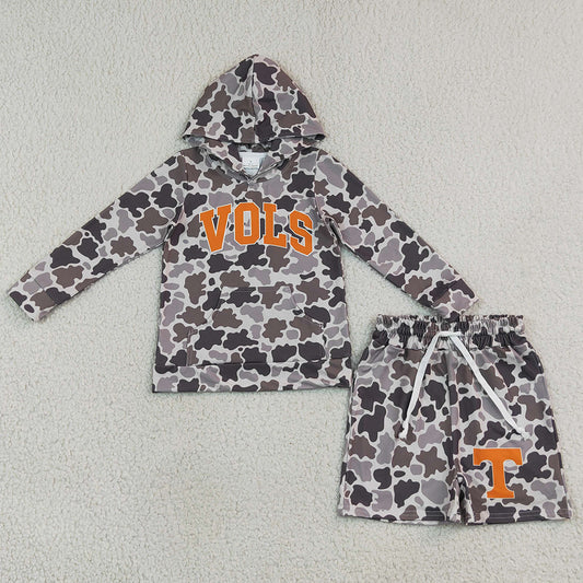 Baby Boys Clothes Grey Camo Vols Long Sleeve Hoodie Pockets Short Team Clothes Set BLS0049