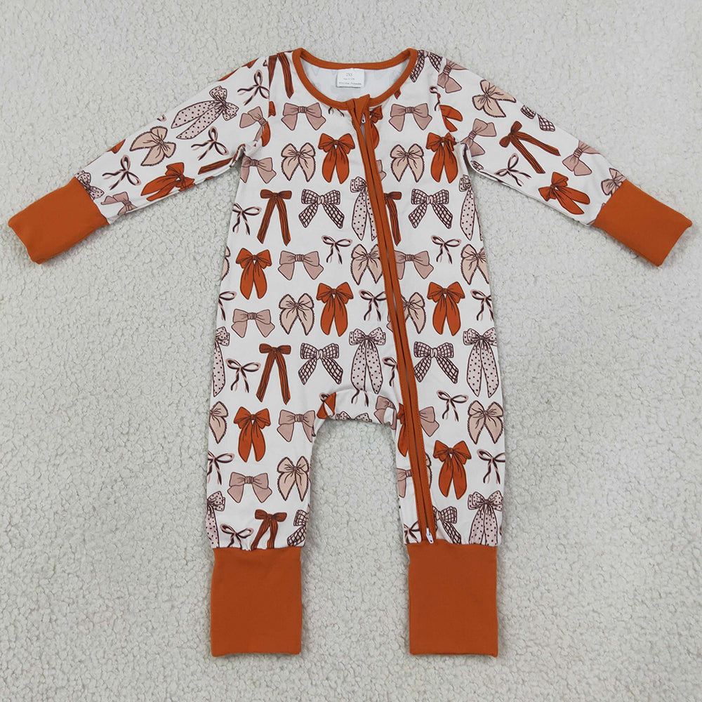 Baby Girls Rompers Bows Plaid Fall Two Way Zip Convertible Rompers LR3158