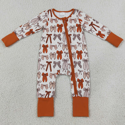 Baby Girls Rompers Bows Plaid Fall Two Way Zip Convertible Rompers LR3158