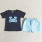 Cute Baby Boy Clothes Set Crab Embroidery Summer Boys Clothing Fashion Kids Outfits A16-14