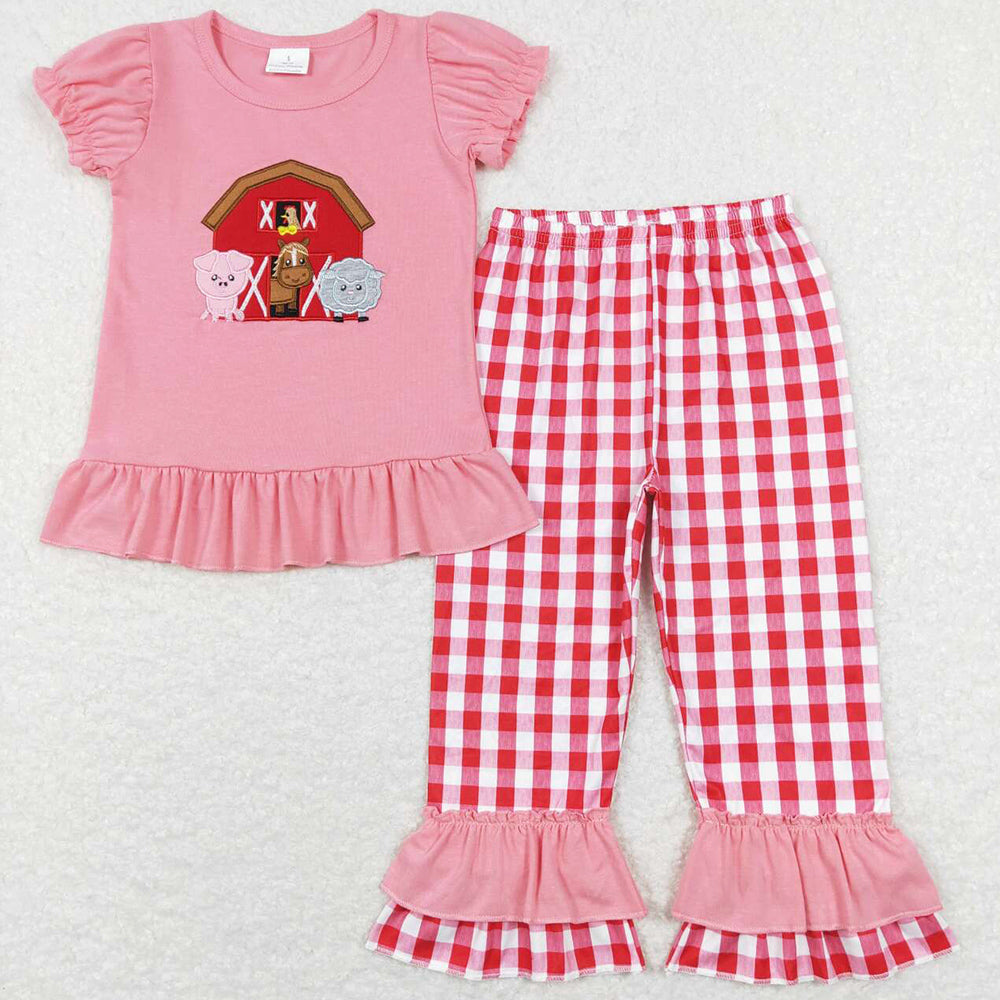 Farm Embroidery Baby Girls Clothes Sets GSPO0994