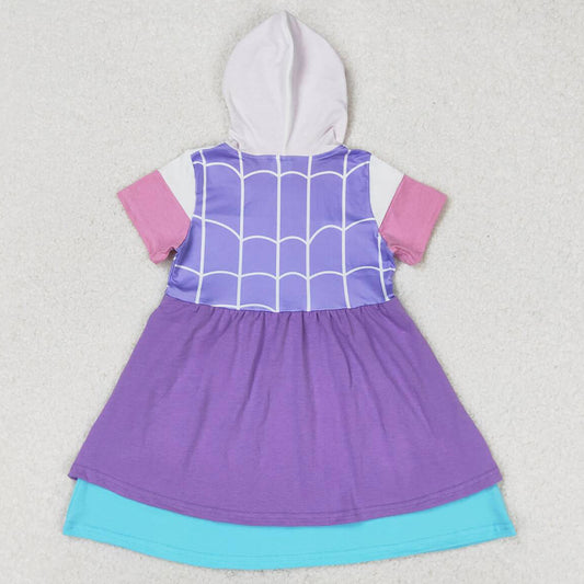 Baby Girls Dress Purple Hooded Knee Length Dresses GSD0996