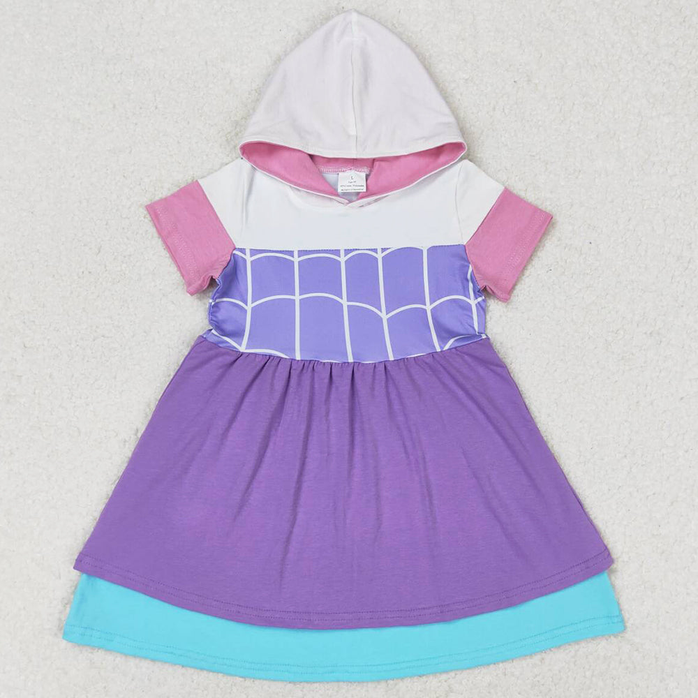 Baby Girls Dress Purple Hooded Knee Length Dresses GSD0996