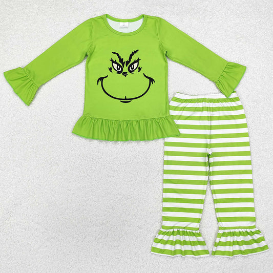 Baby Girls Clothes Christmas Green Top Ruffle Pants Outfits GLP1862