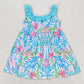 Baby Girls Dress Blue Flowers Ruffle Knee Length Dresses GSD1138