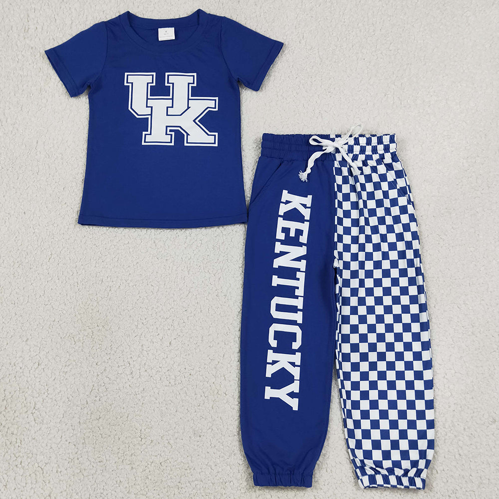 Baby Boys Clothes Vinyl Kentucky Top Pockets Checked Joggers Team Clothes Sets BSPO0696