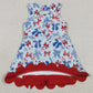Baby Girls Dress Bows 4th of July Yoga Active Short Bows Scallop Knee Length Dress GSD3875