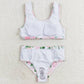 Baby Girls Swimsuits Summer Pink Flowers Top Ruffle Bottom Swimsuits S0318