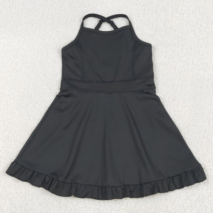 Baby Girls Yoga Dress Black Knee Length Active Wear Athletic Dresses S0552 6.6