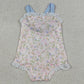Baby Girls Rompers Strap Flowers Plaid Back Bows Ruffle Rompers SR3461