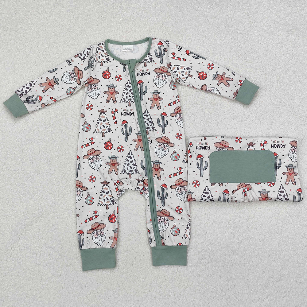 Baby Infant Boys Rompers Christmas Howdy Western Zip Rompers LR1674