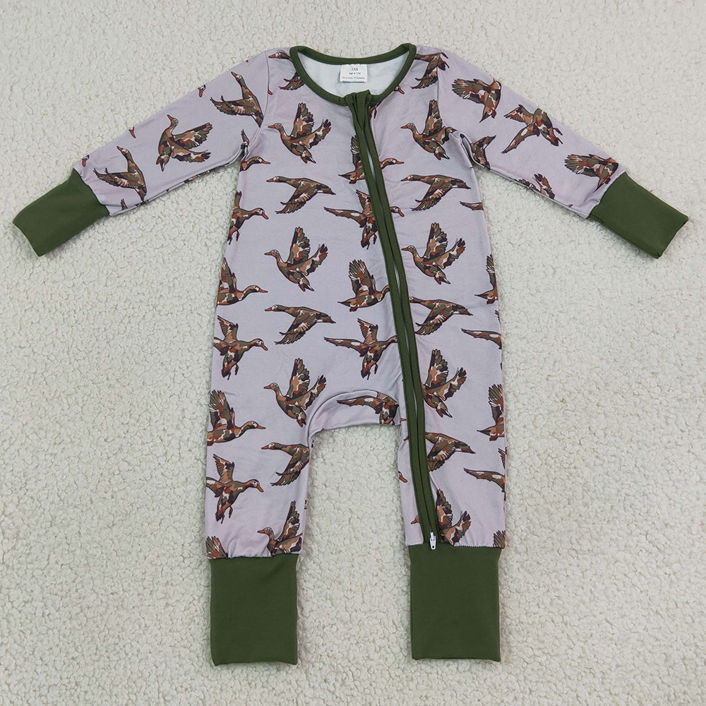 Baby Boys Rompers Camo Ducks Hunting Two Way Zip Convertible Rompers LR3233