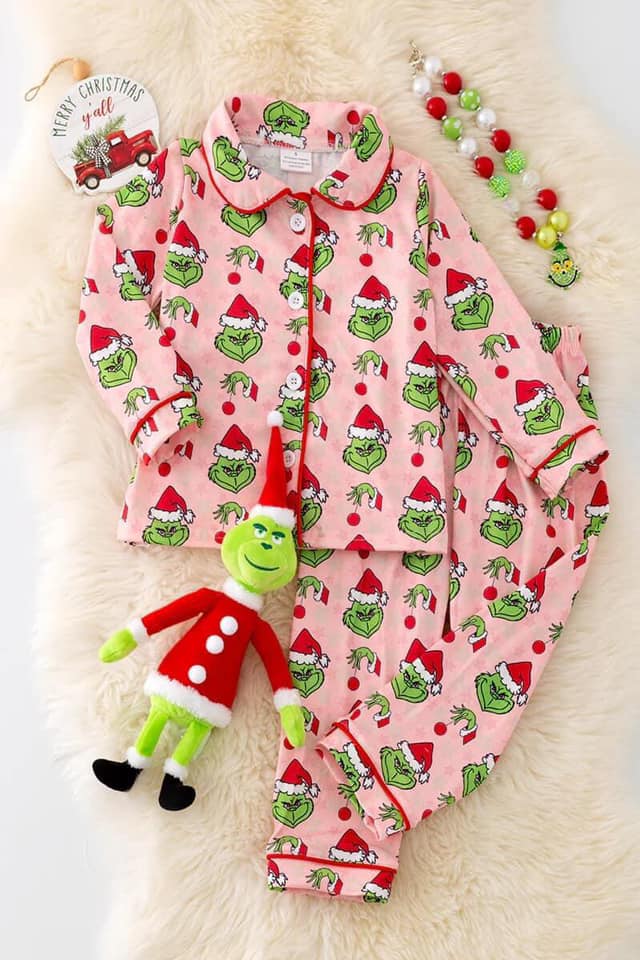 Baby Girls Pajamas Christmas Long Sleepwear Top Pants Sets Preorder Moq 5
