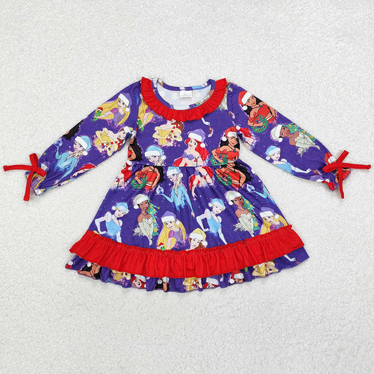 Baby Girls Dress Christmas Ruffle Knee Length Dresses GLD0815