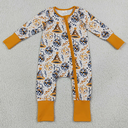Baby Boys Rompers Stars Lights Happy New Year Two Way Zip Convertible Rompers LR3212
