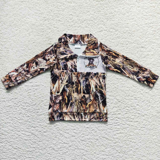 Boutique Boys Clothes Top Camo Hunting Dog Zip Pullover Jackets Tops BT0333