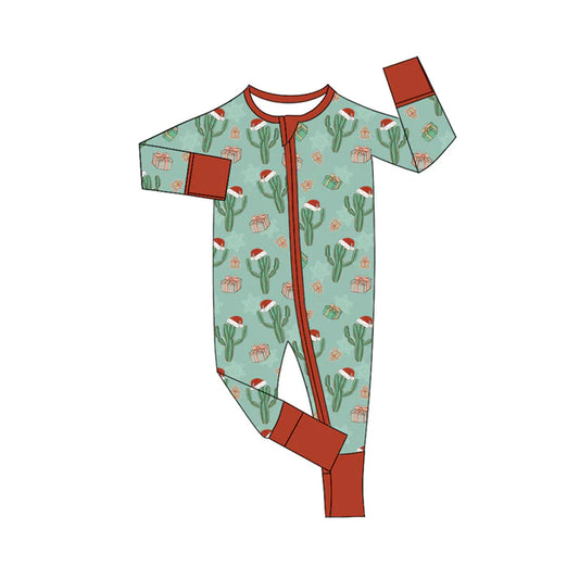 Preorder(moq 5)Baby Infant Boys Long Sleeves Cactus Christmas Hats Zipper Rompers 7.30