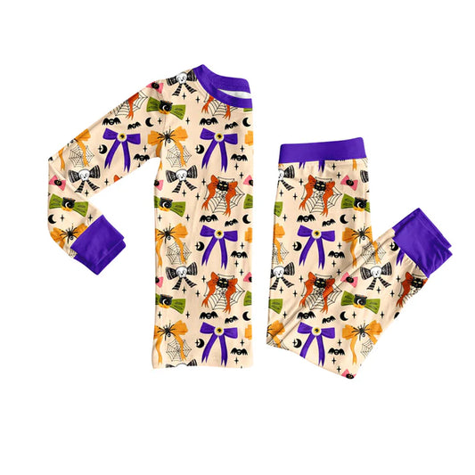 Preorder (moq 5)Baby Girls Long Sleeves Ghost Skull Bats Top Pant Pajamas Set 6.23