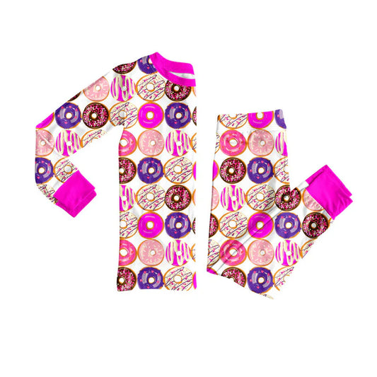 Preorder (moq 8)Baby Girls Colorful Donuts Top Pants Valentine Pajamas Sets 9.6