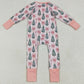 Baby Girls Rompers Christmas Tree Pink Bows Zipper Footie Rompers LR2283 7.9