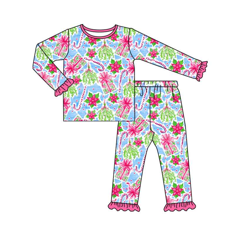 Boutique Baby Girls Pajamas Christmas Gift Kids Sleepwear Sets Preorder Moq 5