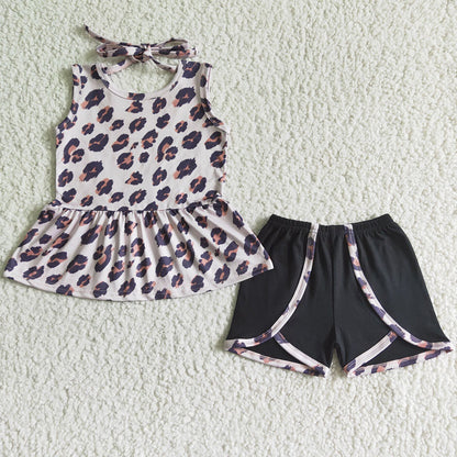 Baby Girl Clothes Leopard Fashion Girls Clothing Set Wholesale GSSO0052