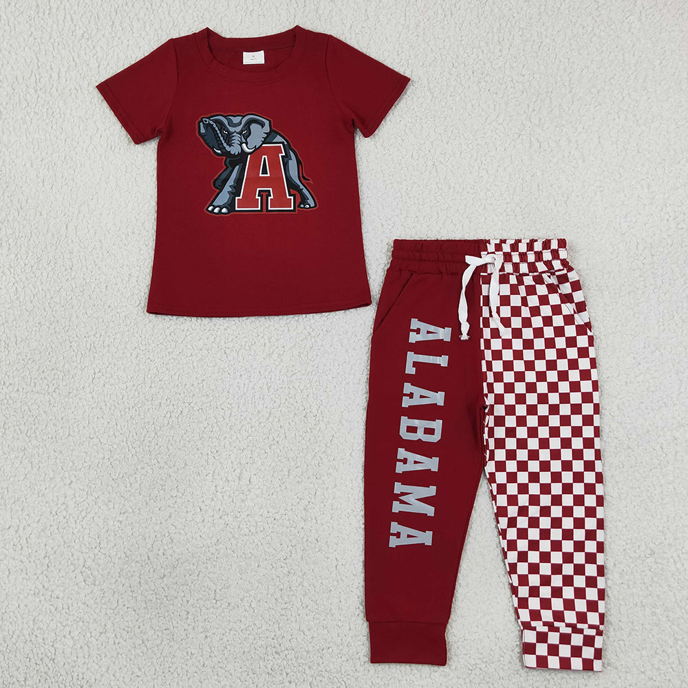 Baby Boys Vinyl Alabama Shirt Top Pockets Joggers Team Clothes Sets BSPO0697