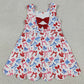 Baby Girls Dress 4th of July Bows Yoga Active Short Scallop Knee Length Dress GSD3809