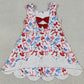 Baby Girls Dress 4th of July Bows Yoga Active Short Scallop Knee Length Dress GSD3809