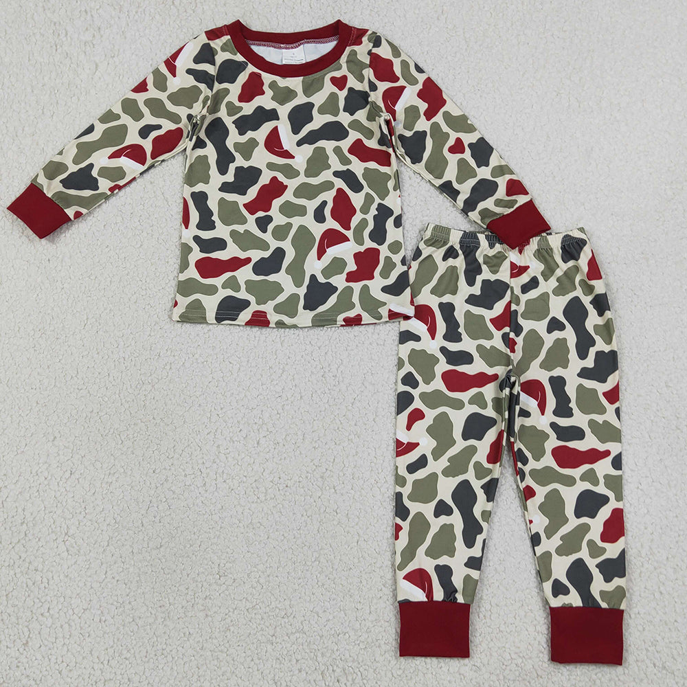 Baby Boys Pajamas Green Red Camo Top Pant Christmas Pajamas Sets BLP1496