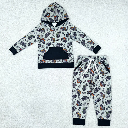 Baby Boys Clothes Flags Motors Pocket Hoodie Jogger Pants Clothes Set BLP1511