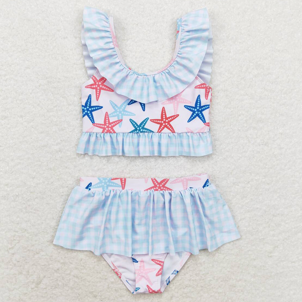 Baby Girls Swimsuits Star 2pcs Ruffle Summer Swimsuits S0240