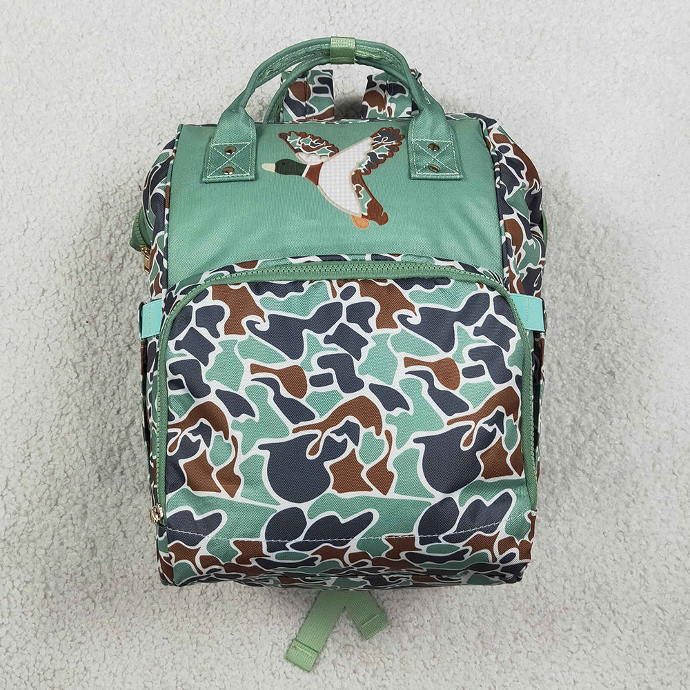 Baby Kids Green Camo Embroidery Ducks Mommy Diaper Backpacks Bags BA0404
