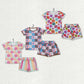 Sibling Baby Girls Short Sleeve Colorful Flowers Cactus Top Shorts Pajamas Clothes Sets