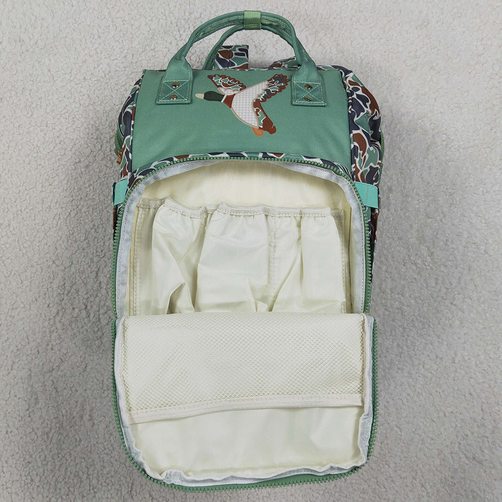 Baby Kids Green Camo Embroidery Ducks Mommy Diaper Backpacks Bags BA0404