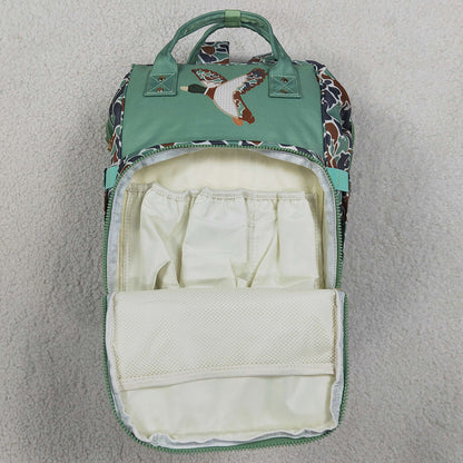 Baby Kids Green Camo Embroidery Ducks Mommy Diaper Backpacks Bags BA0404
