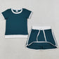 Baby Girls Clothes Dark Green Short Sleeve Top Skirt Shorts Cotton Clothes Sets GSD3670