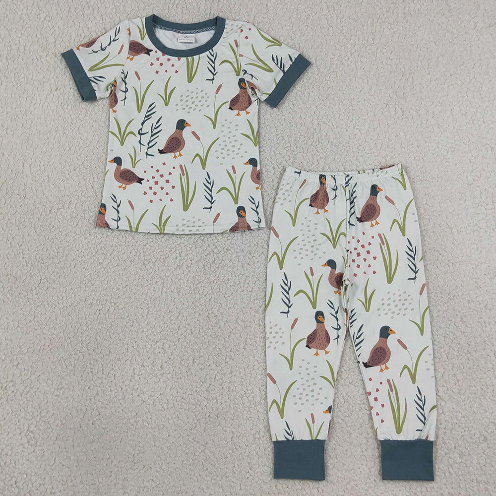 Baby Boys Pajamas Mallard Ducks Green Shirt Top Pants Hunting Pajamas Sets BSPO0519