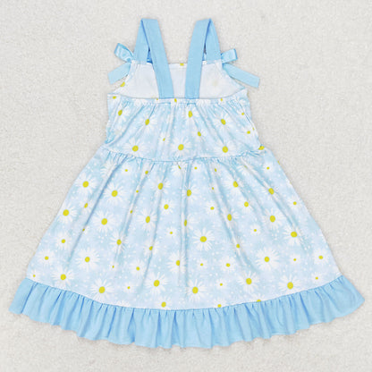 Baby Girls Dress Daisy Flowers Bows Knee Length Dresses GSD1066