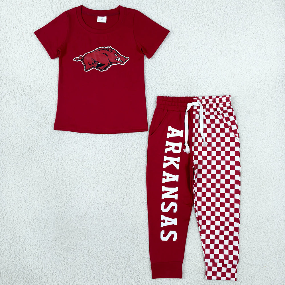 Baby Boys Clothes Vinyl Arkansas Top Pockets Joggers Team Clothes Sets BSPO0699