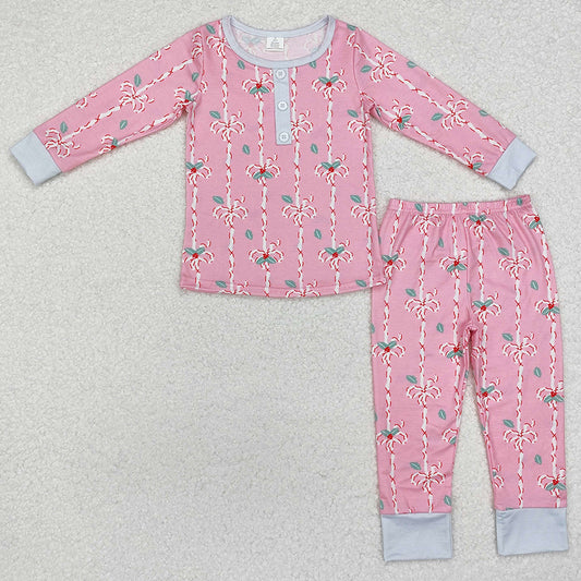 Baby Girls Pajamas Christmas Bows Bamboo Pajamas Sleepwear Sets GLP1925