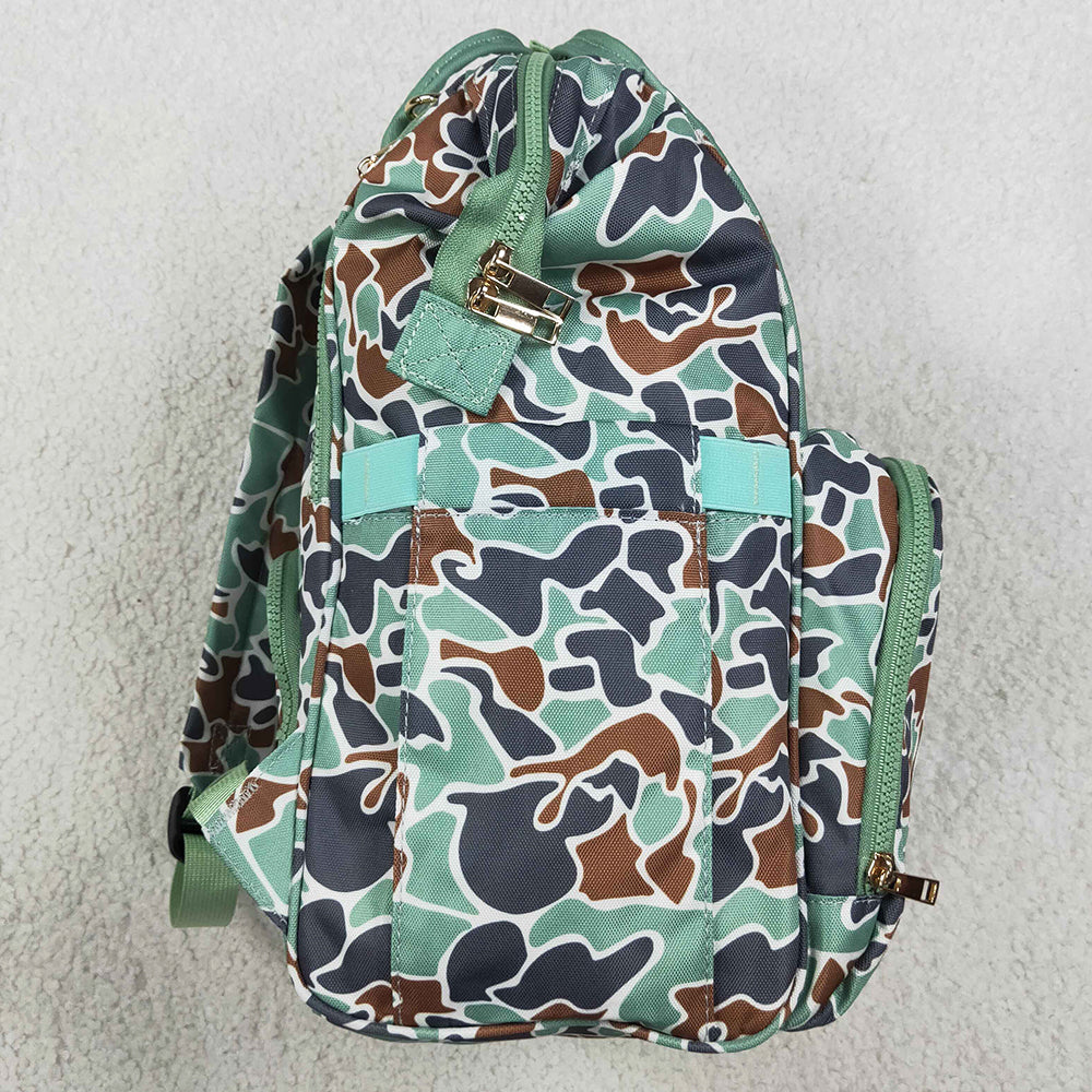 Baby Kids Green Camo Embroidery Ducks Mommy Diaper Backpacks Bags BA0404